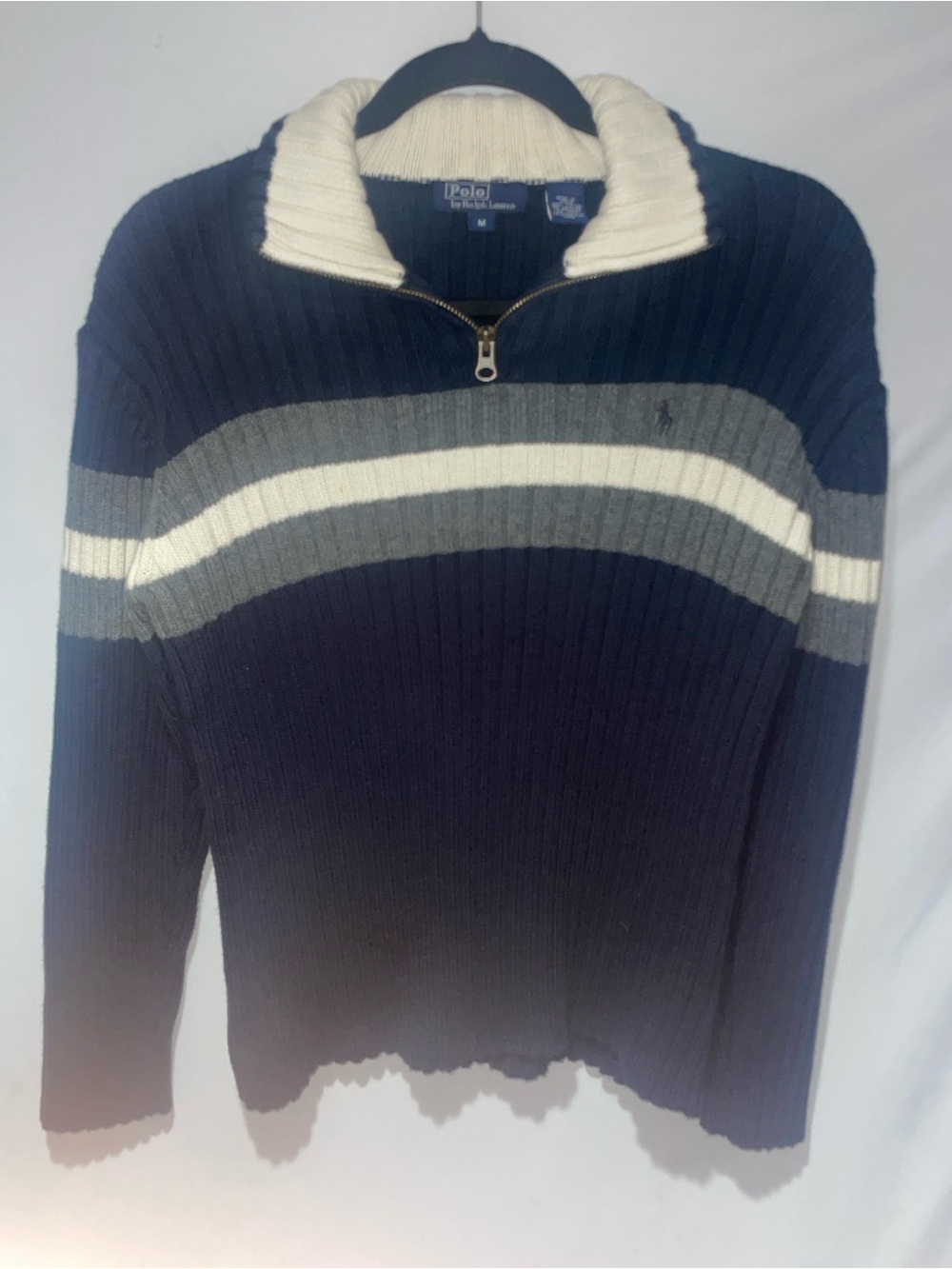 Vintage Polo Ralph Lauren Striped Quarter Zip Sweater M